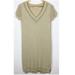 Garnet Hill Linen Organic Cotton Short Sleeve V Neck Dress Size XS